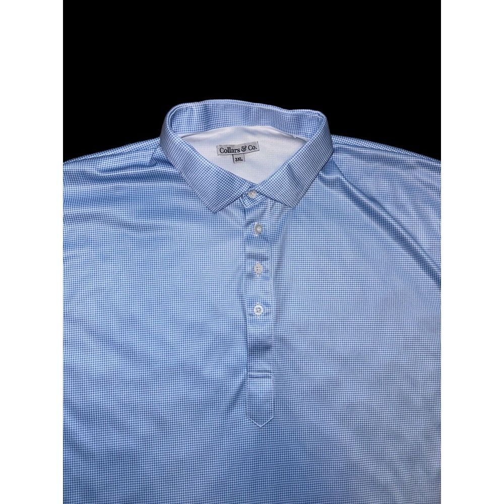 Collars and Co Dress Collar Polo Shirt Men's 3XL  Blue White Golf Interview